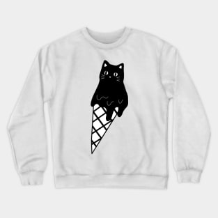 Melting Cat Ice Cream Black & White Simple Food Anime Neko Kawaii Art Crewneck Sweatshirt